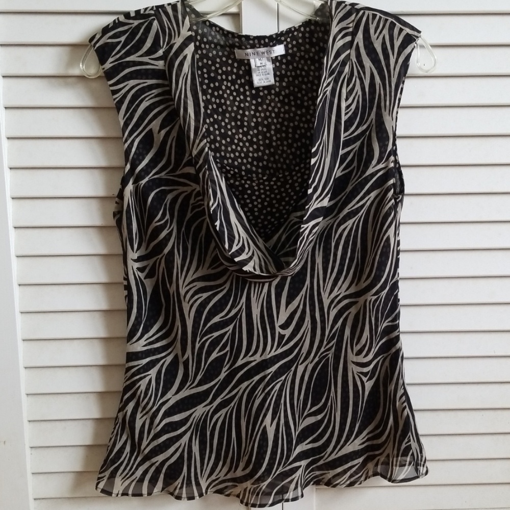 nine west sleeveless cowl neck silk size m